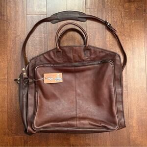 Hidesign Brown Leather Travel Bag, Tag Shows it Belonged to Denver Broncos Coach